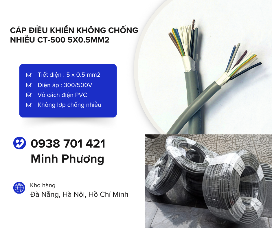 Cáp điều khiển không chống nhiễu CT-500 5x0.5mm2 Đà Nẵng, Hà Nội, Hồ Chí Minh